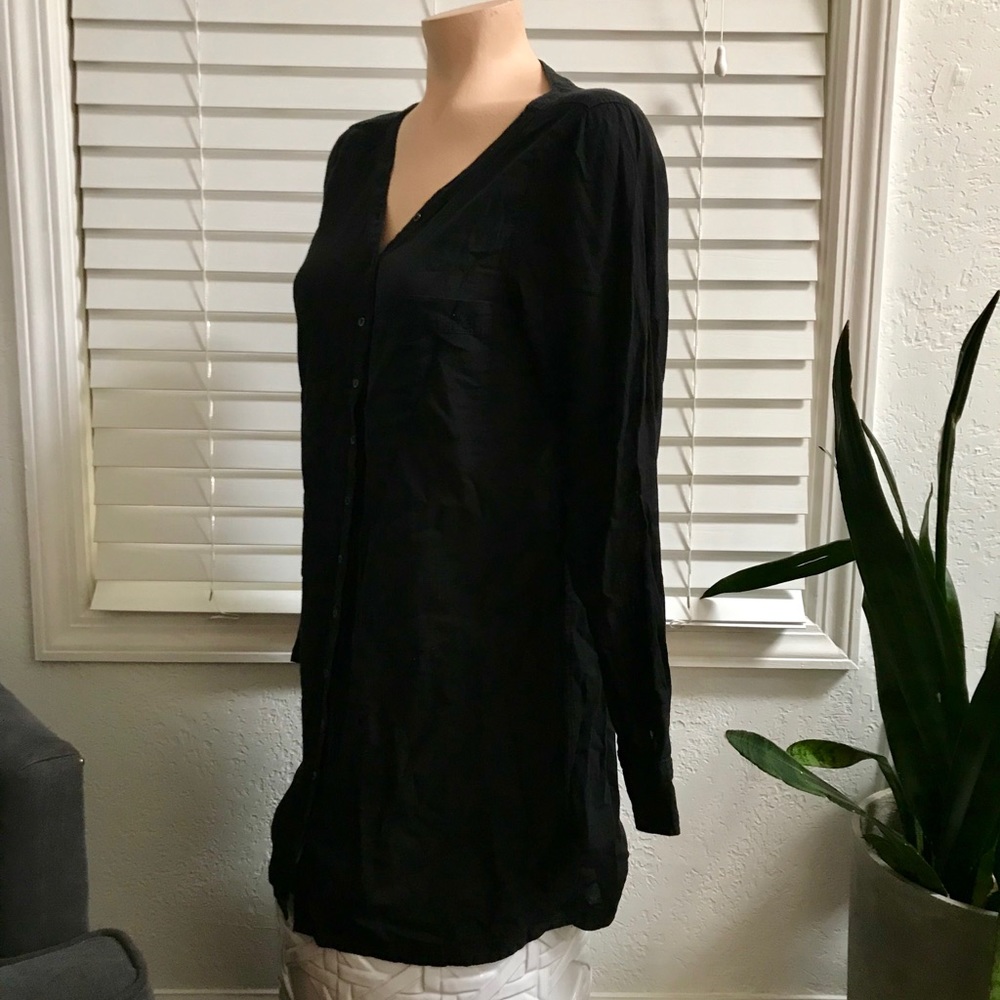 Joie Black Button Down Tunic Small - image 3